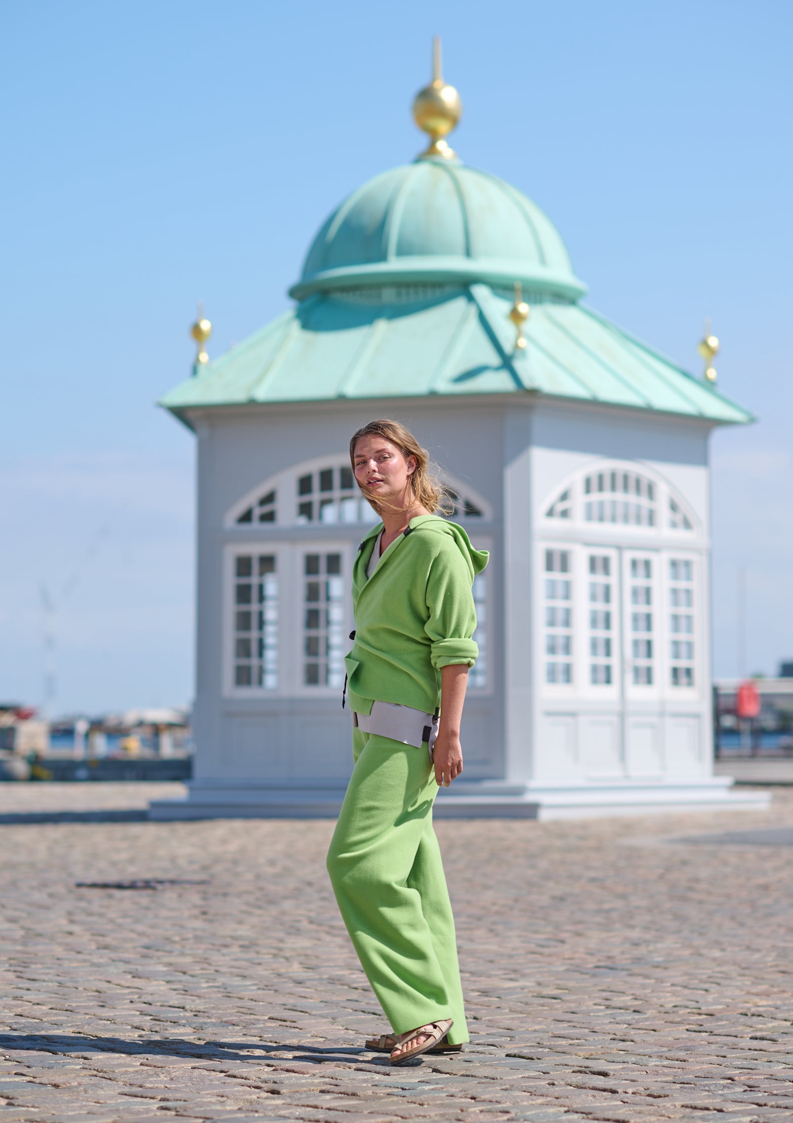 HENRIETTE STEFFENSEN COPENHAGEN CLASSIC FLEECE WRAP CARDIGAN - 1009 CARDIGANS JUICY GREEN 788