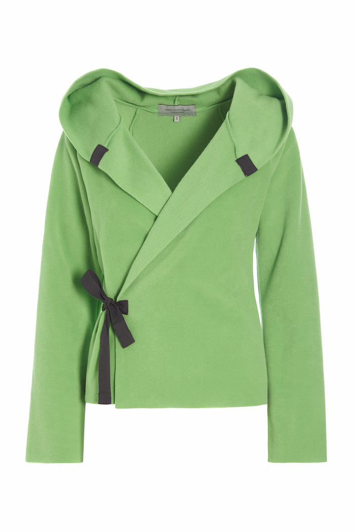 HENRIETTE STEFFENSEN COPENHAGEN CLASSIC FLEECE WRAP CARDIGAN - 1009 CARDIGANS JUICY GREEN 788