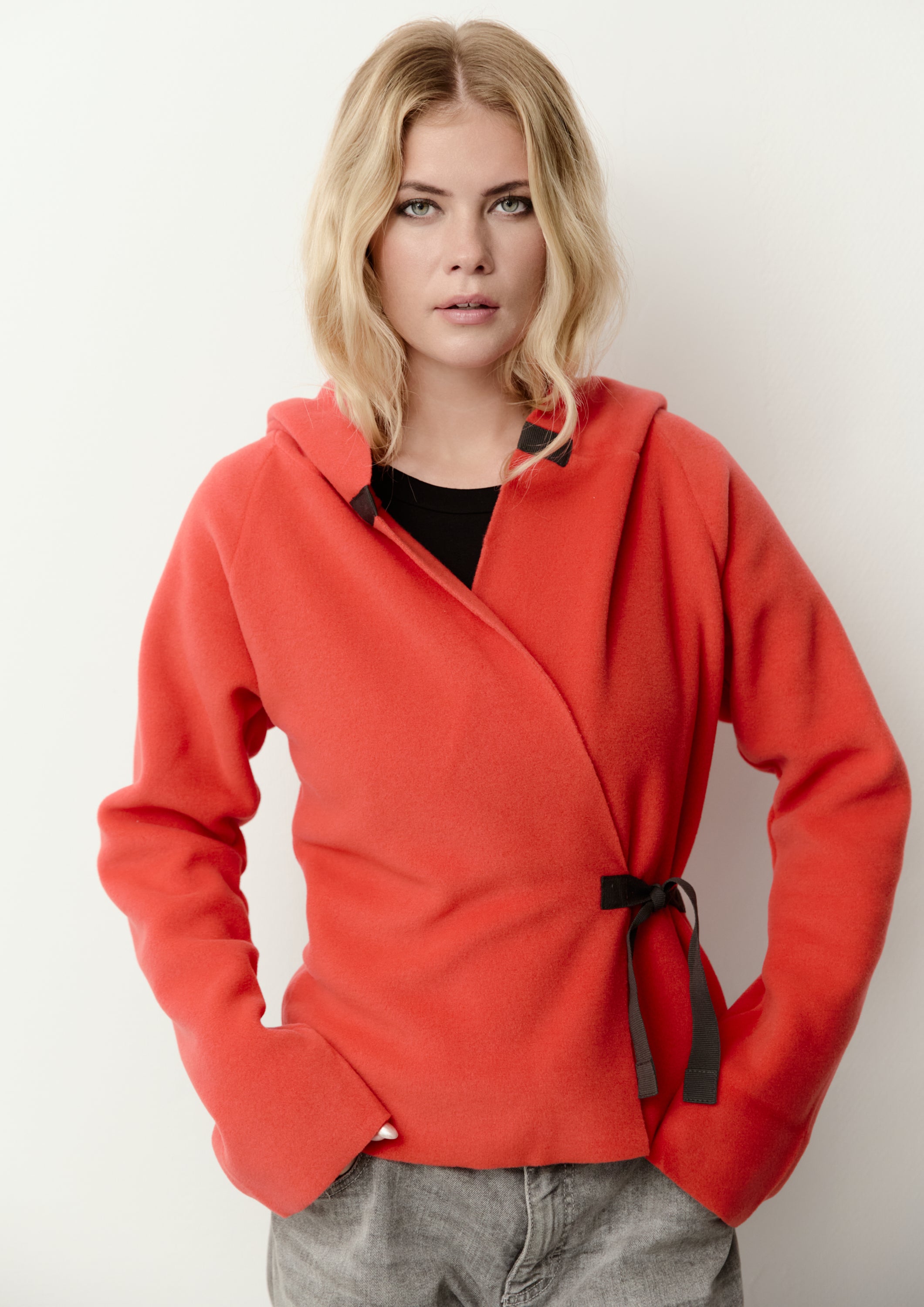 HENRIETTE STEFFENSEN COPENHAGEN CLASSIC FLEECE WRAP CARDIGAN - 1009 CARDIGANS TOMATO 845