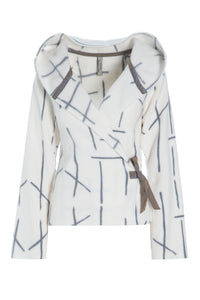 CLASSIC FLEECE WRAP CARDIGAN - 1009P - CHECK PRINT