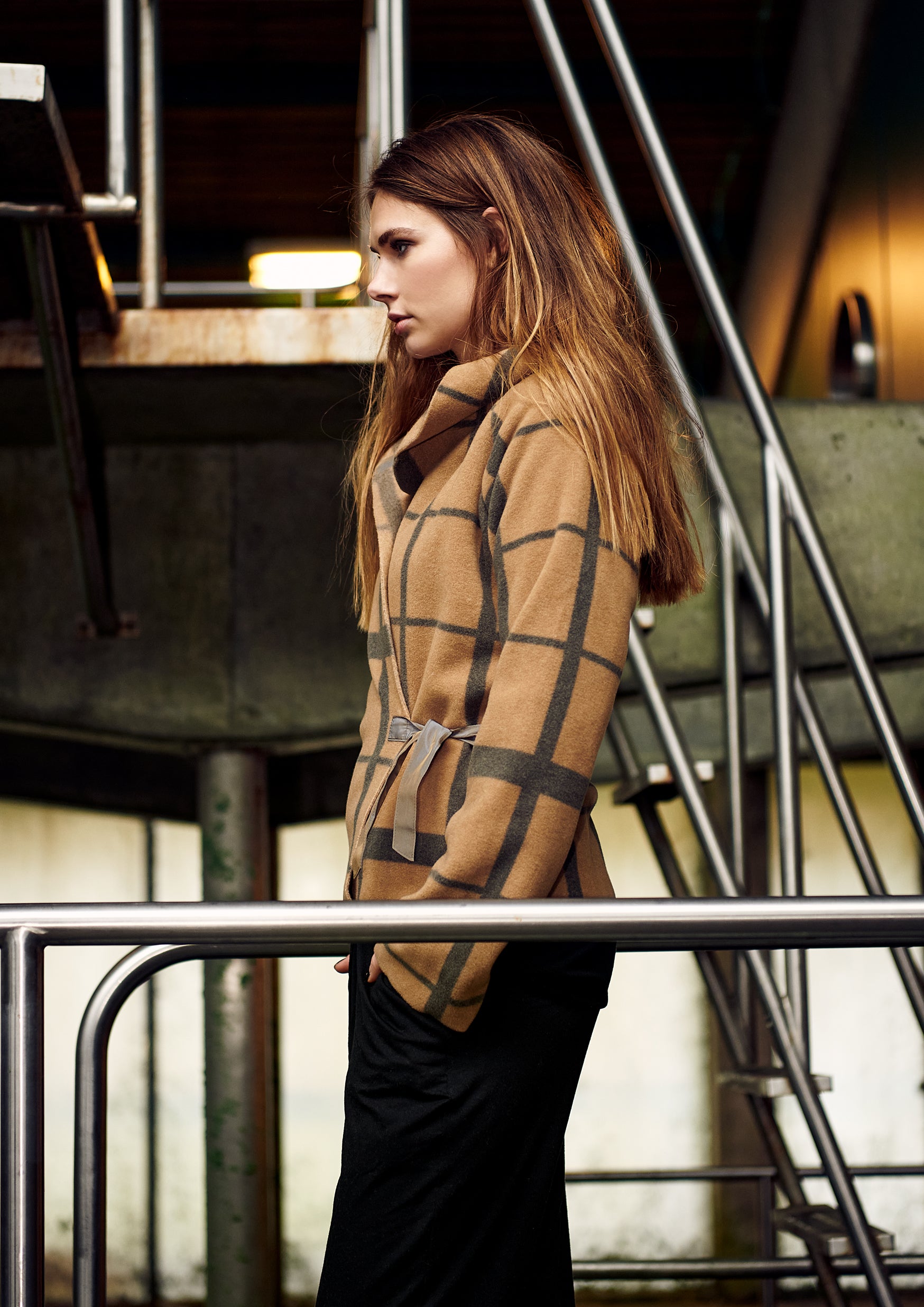HENRIETTE STEFFENSEN COPENHAGEN CLASSIC FLEECE WRAP CARDIGAN - 1009P CARDIGANS CLAN CHECK 114
