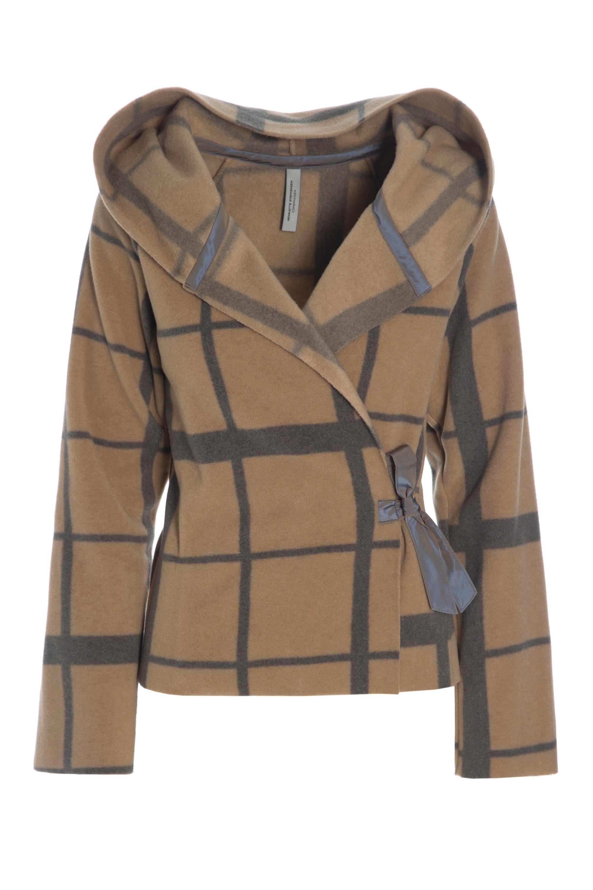 HENRIETTE STEFFENSEN COPENHAGEN CLASSIC FLEECE WRAP CARDIGAN - 1009P CARDIGANS CLAN CHECK 114