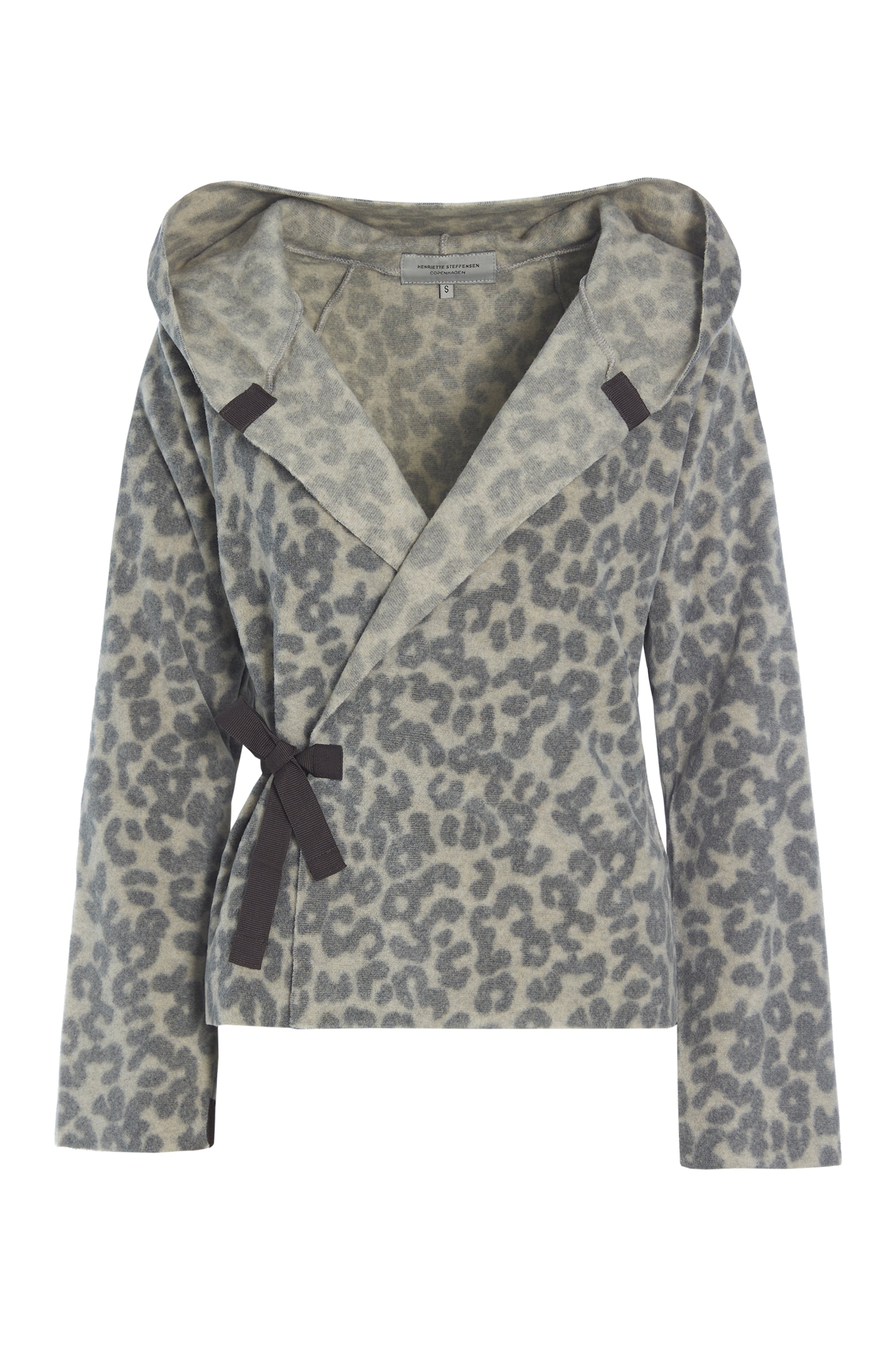 HENRIETTE STEFFENSEN COPENHAGEN CLASSIC FLEECE WRAP CARDIGAN - 1009P CARDIGANS LEOPARD grey 105