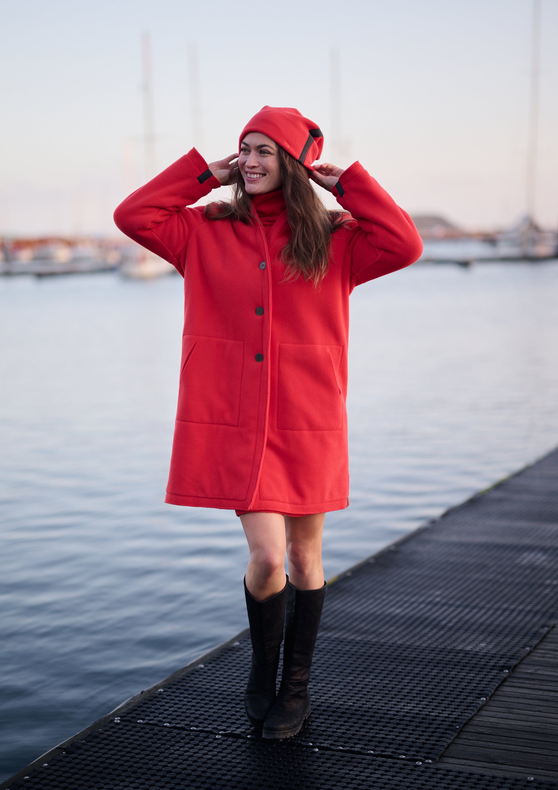 HENRIETTE STEFFENSEN COPENHAGEN COAT DOUBLE LAYER - 7165 COATS TOMATO 845