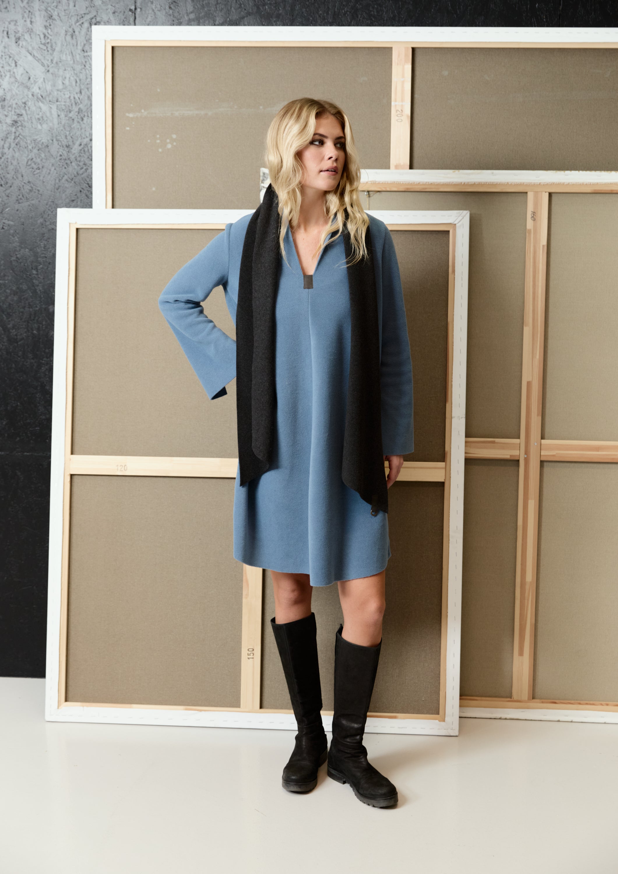 HENRIETTE STEFFENSEN COPENHAGEN DRESS - 3257 KJOLER DUSTY BLUE 794