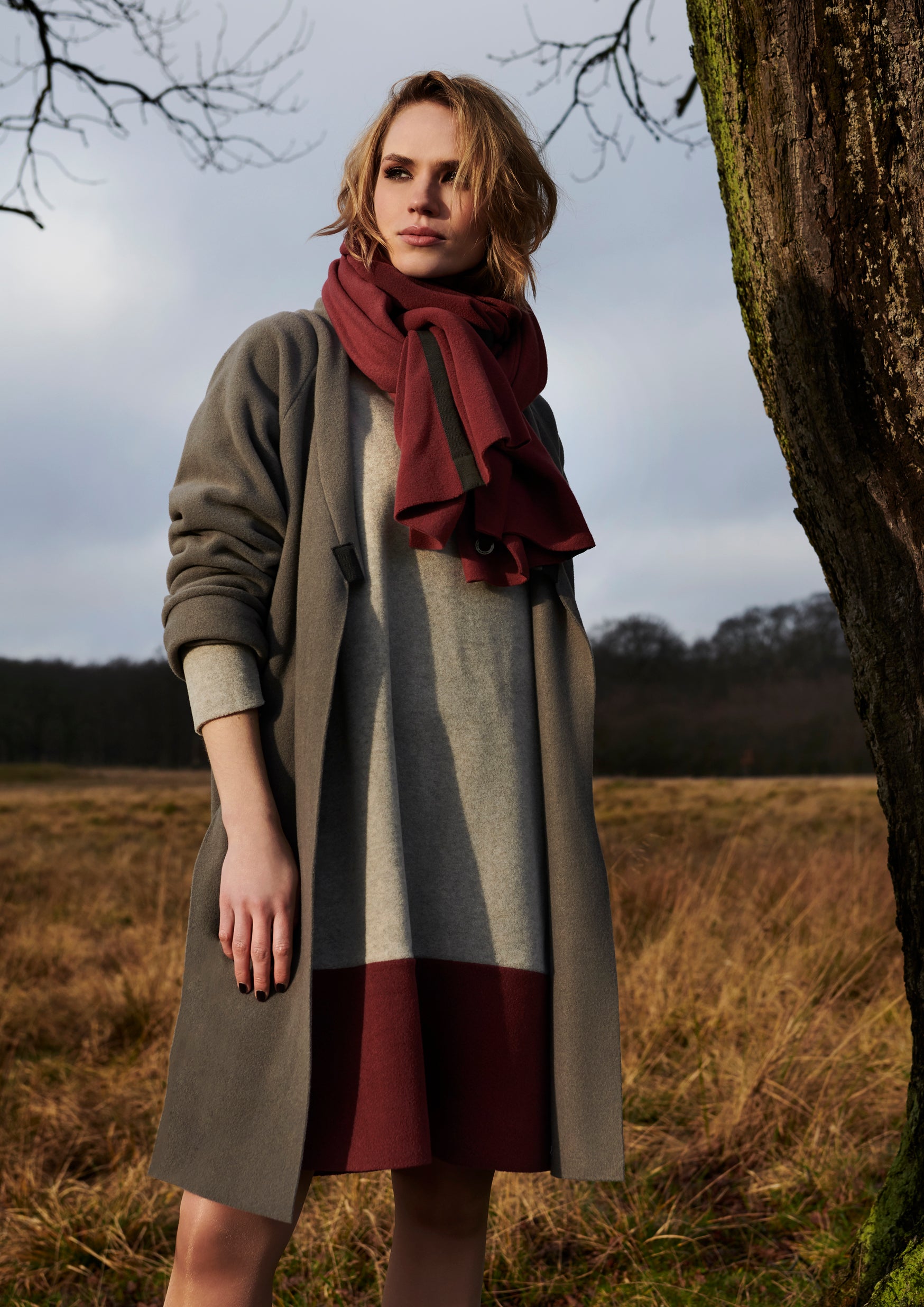 HENRIETTE STEFFENSEN COPENHAGEN DRESS 2-COLLAR - 3222 KJOLER SAND/WINE 814