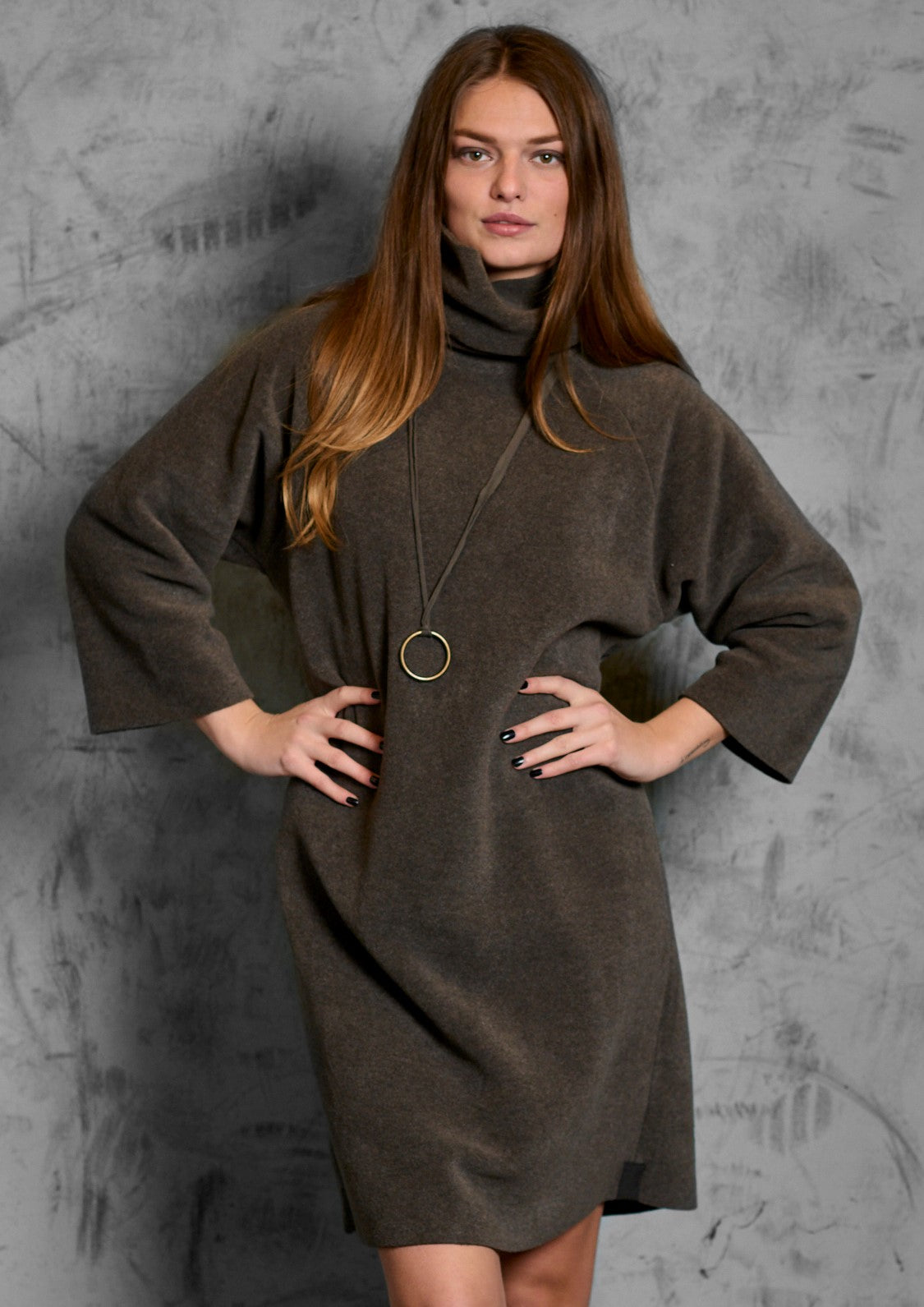 HENRIETTE STEFFENSEN COPENHAGEN DRESS HIGH NECK - 3236 KJOLER BARK 320