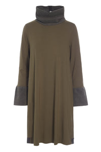 DRESS HIGH NECK - 8021MIX - BARK/BARK