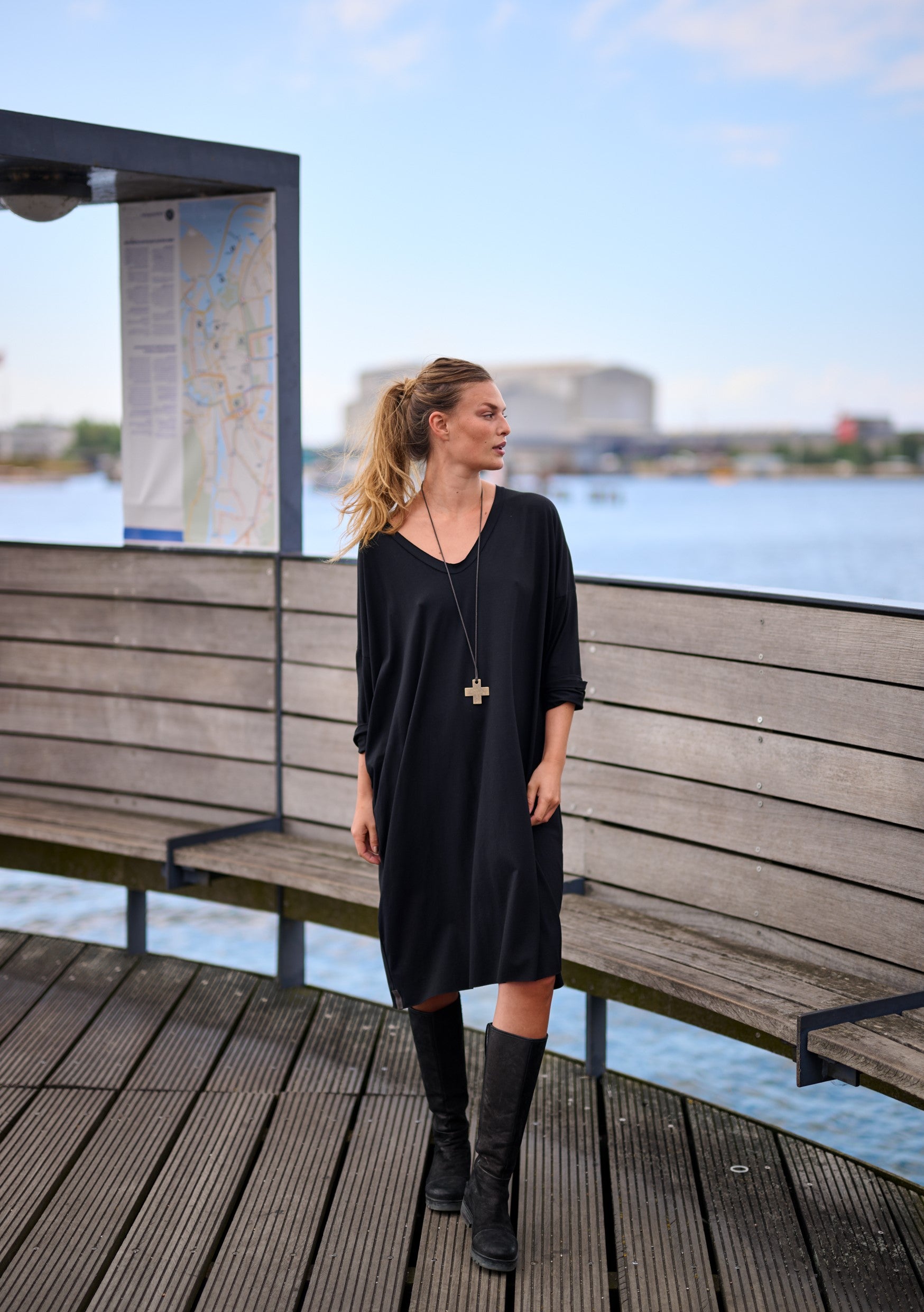 HENRIETTE STEFFENSEN COPENHAGEN DRESS OVERSIZE - 98043 KJOLER BLACK 900