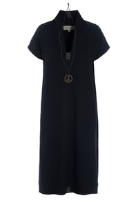 DRESS V- COLLAR - 98068 - BLACK