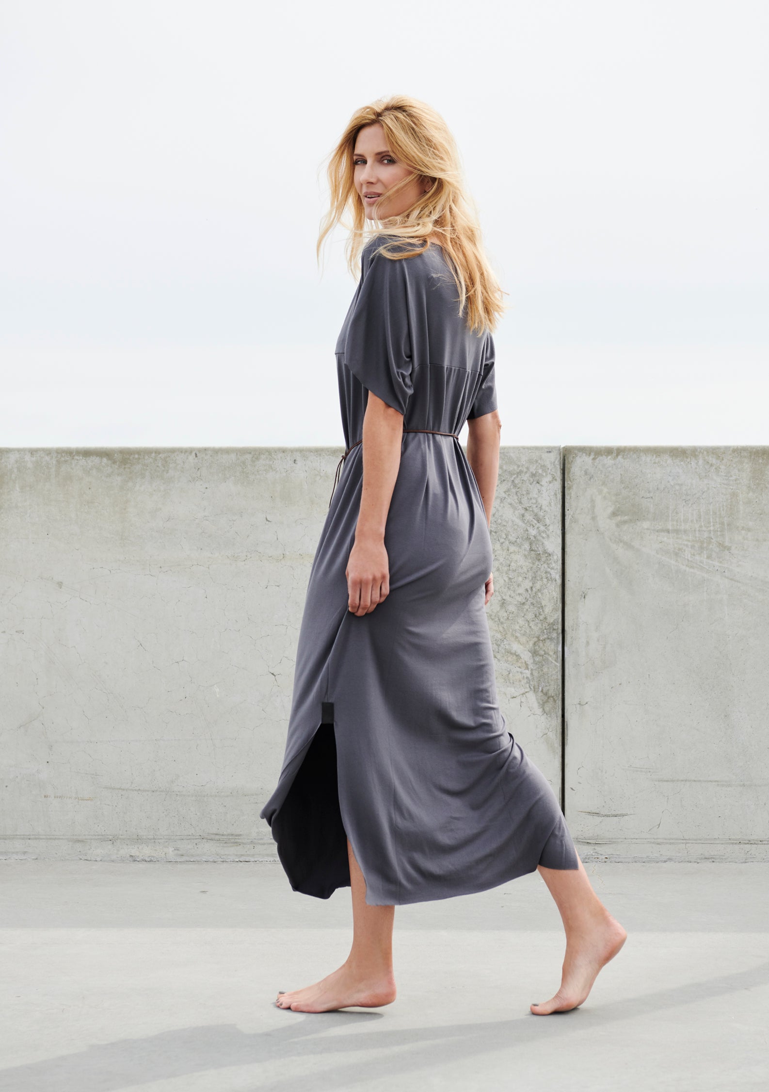 HENRIETTE STEFFENSEN COPENHAGEN DRESS WITH BELT - 98025 KJOLER GREY 905