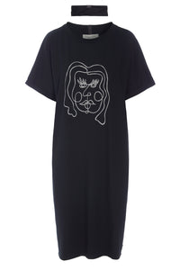 DRESS WITH PRINT - 98037P - BLACK