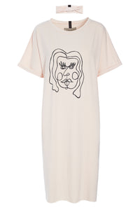 DRESS WITH PRINT - 98037P - SOFT ROSE