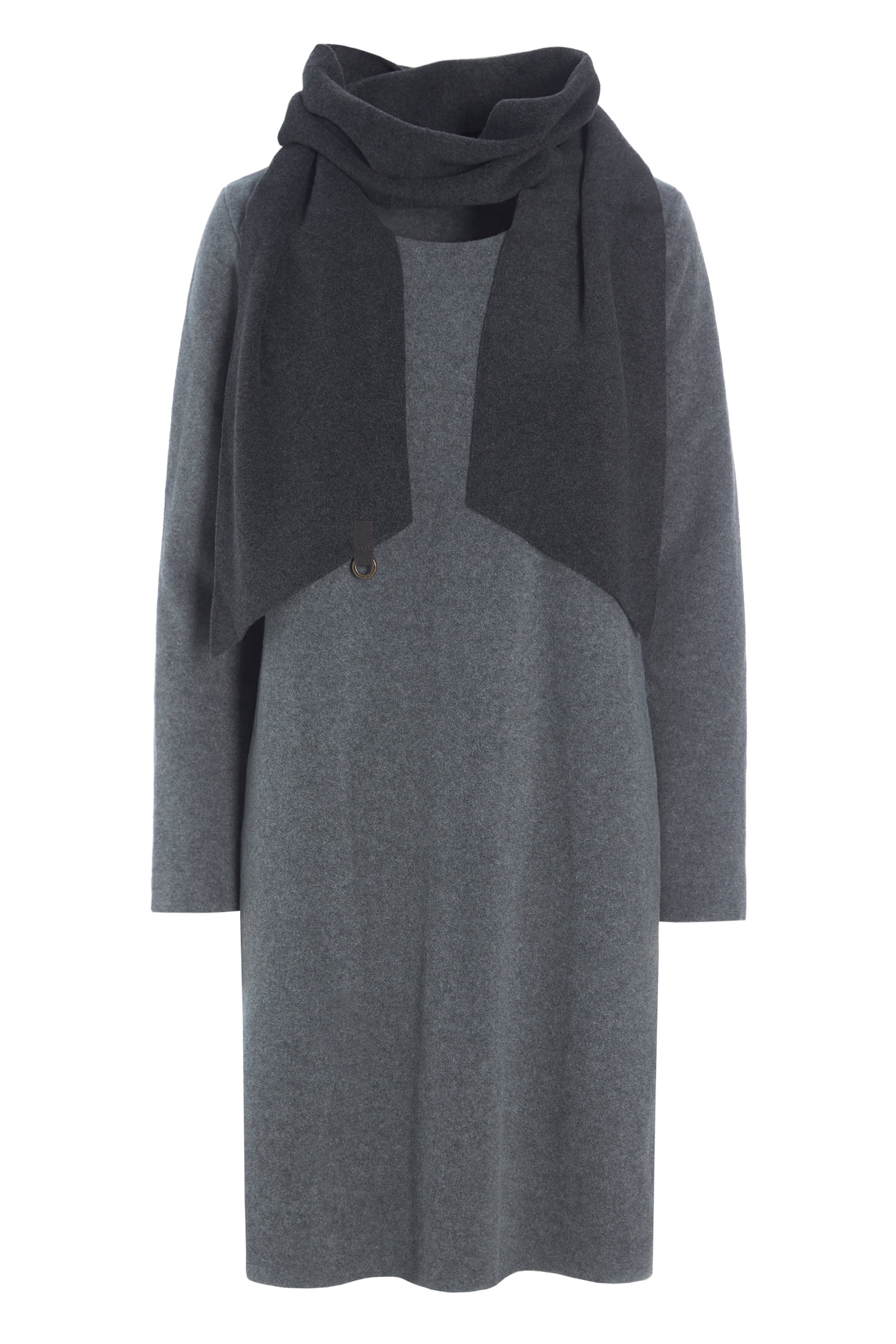 HENRIETTE STEFFENSEN COPENHAGEN DRESS WITH SCARF - 3226 KJOLER GREY/SOFT BLACK 647