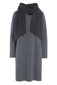 DRESS WITH SCARF - 3226 - GREY/SOFT BLACK