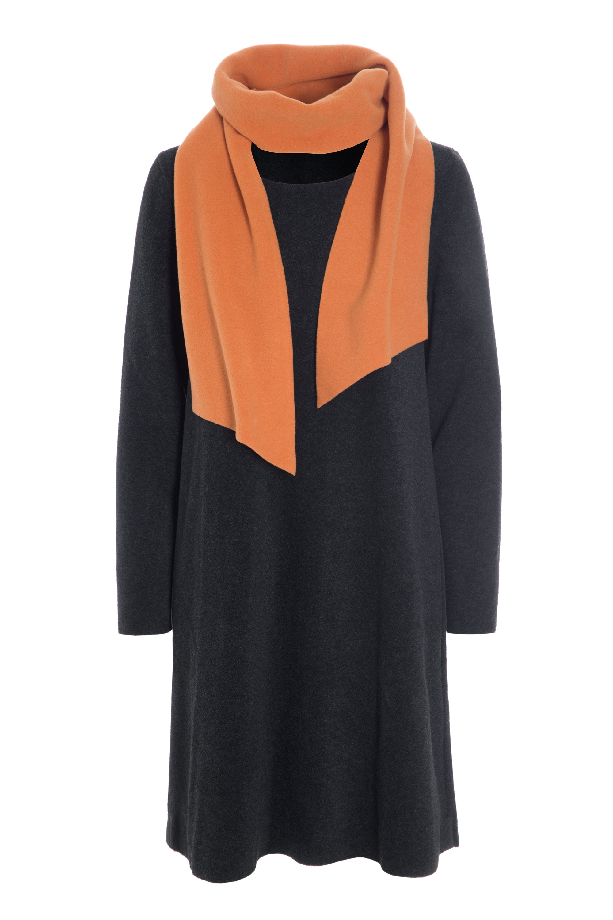 HENRIETTE STEFFENSEN COPENHAGEN DRESS WITH SCARF - 3226 KJOLER SOFT BLACK/SAFRAN 917