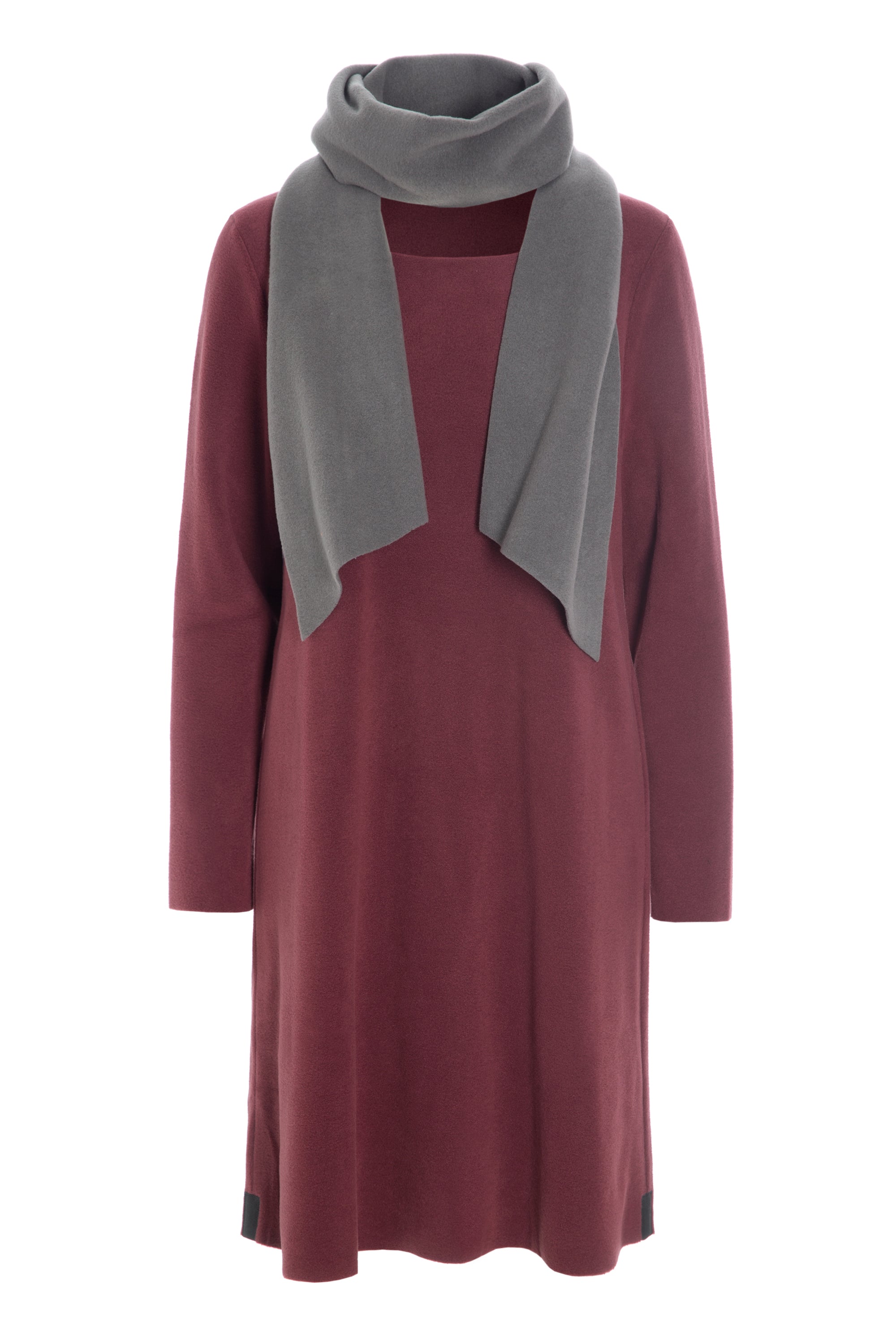 HENRIETTE STEFFENSEN COPENHAGEN DRESS WITH SCARF - 3226 KJOLER WINE/MOLE 409