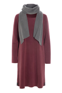DRESS WITH SCARF - 3226 - WINE/MOLE