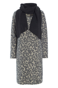 DRESS WITH SCARF - 3226P - LEOPARD / SOFT BLACK