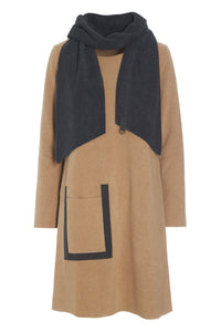 DRESS WITH SCARF - 3237 - CAMEL
