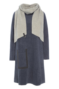 DRESS WITH SCARF - 3237 - DEEP BLUE