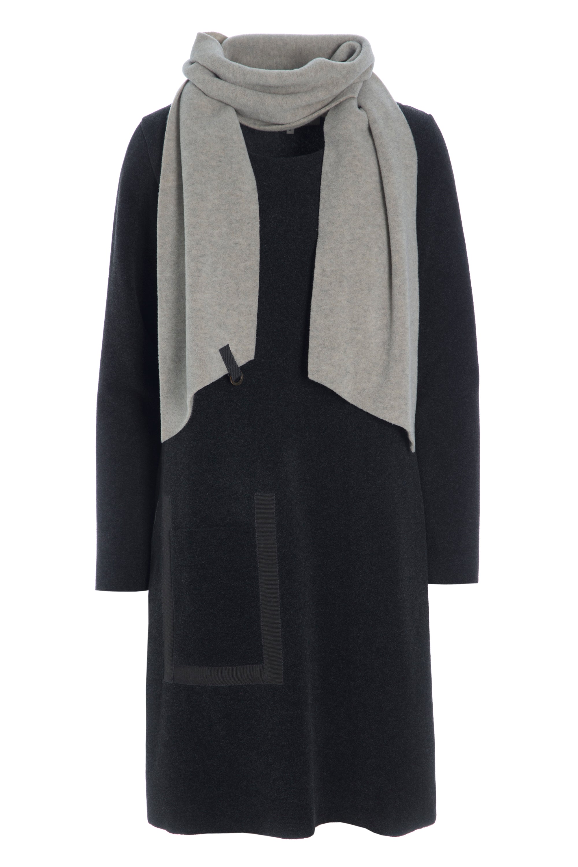 HENRIETTE STEFFENSEN COPENHAGEN DRESS WITH SCARF - 3237 KJOLER SOFT BLACK 914