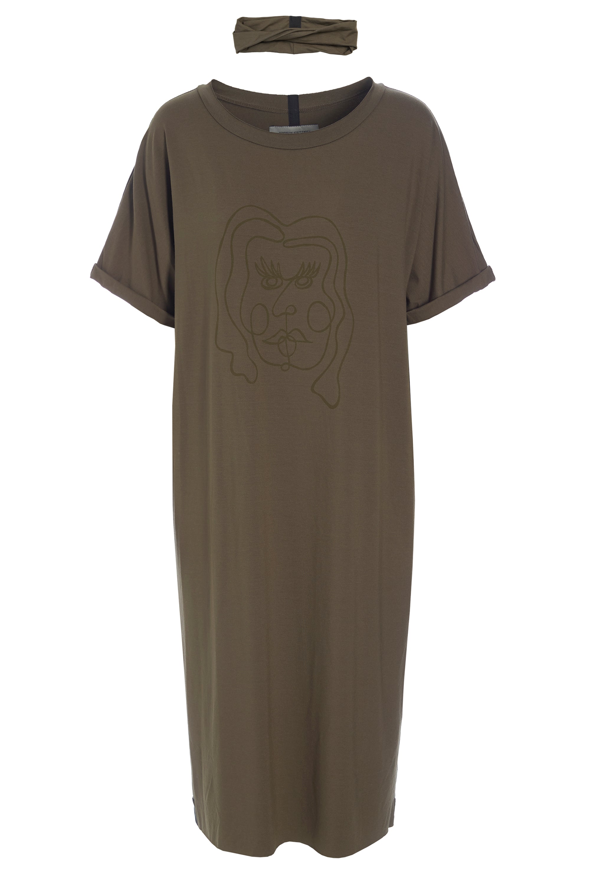HENRIETTE STEFFENSEN COPENHAGEN DRESS W/ GREEN PRINT - 98037P KJOLER BARK 320