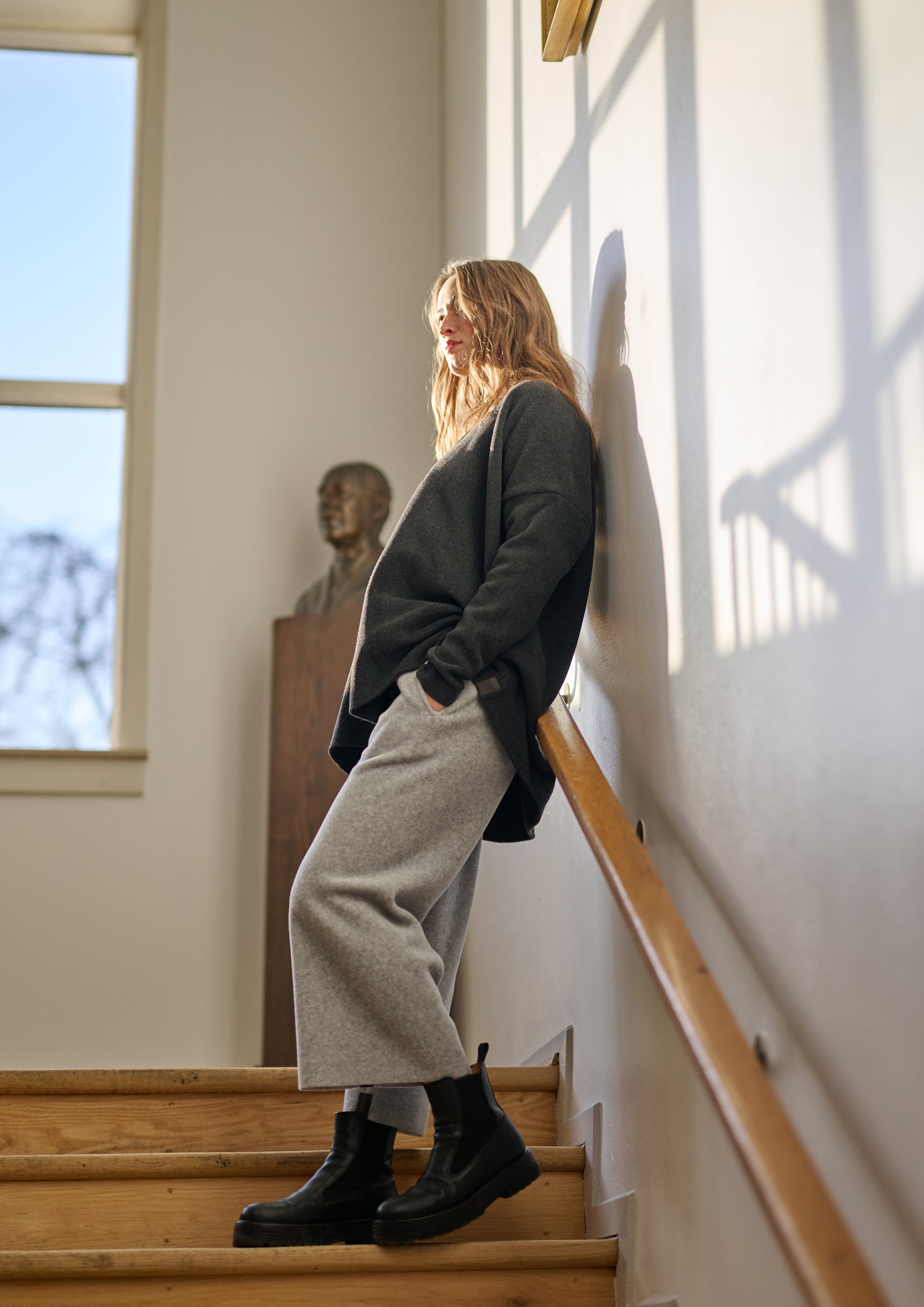 HENRIETTE STEFFENSEN COPENHAGEN FLARE TROUSERS 3/4 LENGTH - 2115 BUKSER LIGHT GREY 876