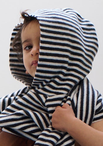 GROWING UP FLEECE BLOUSE HOOD TODDLER -108 GU BLUSER STRIPES B&W 673