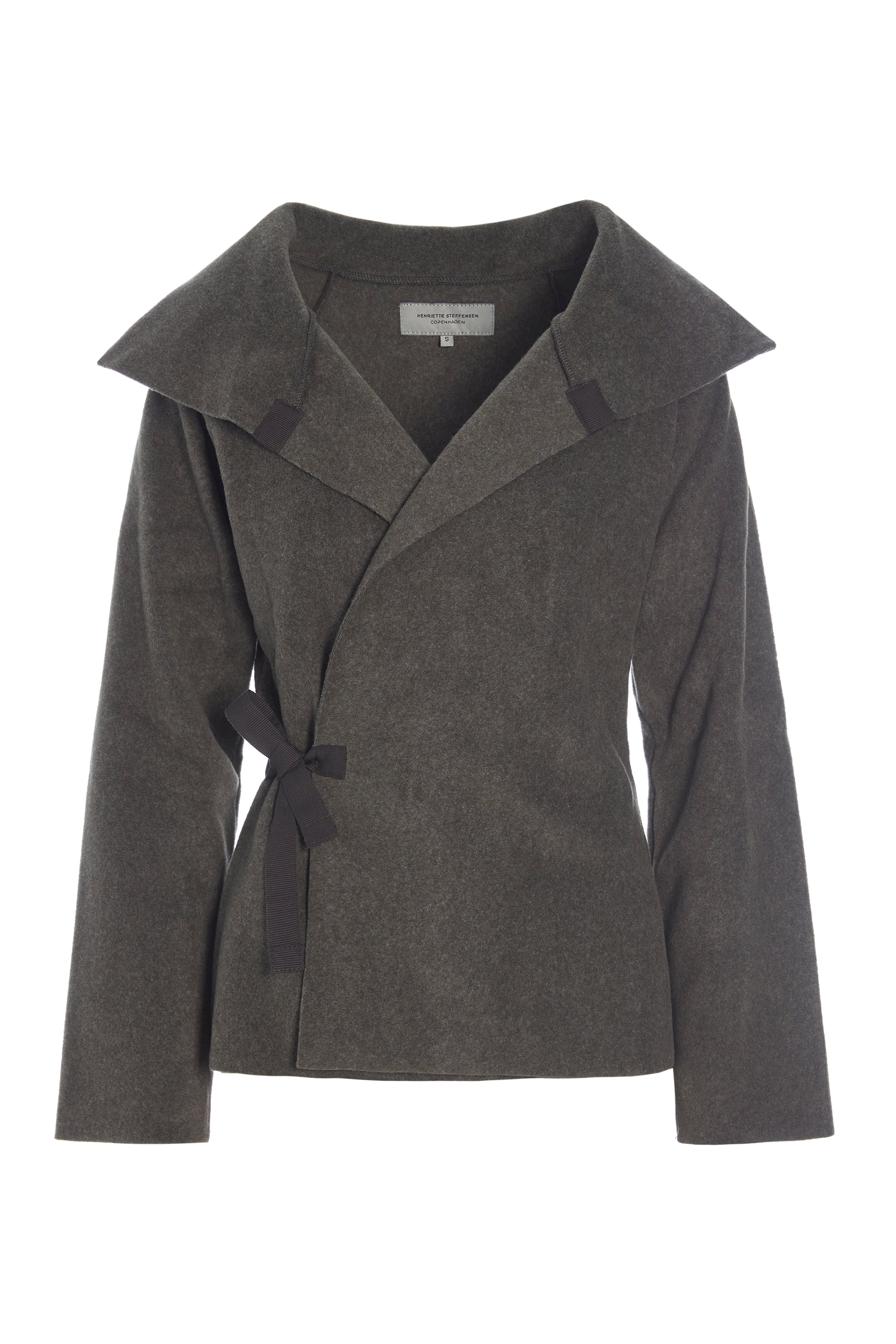 HENRIETTE STEFFENSEN COPENHAGEN FLEECE WRAP CARDIGAN - 7146 CARDIGANS BARK 320