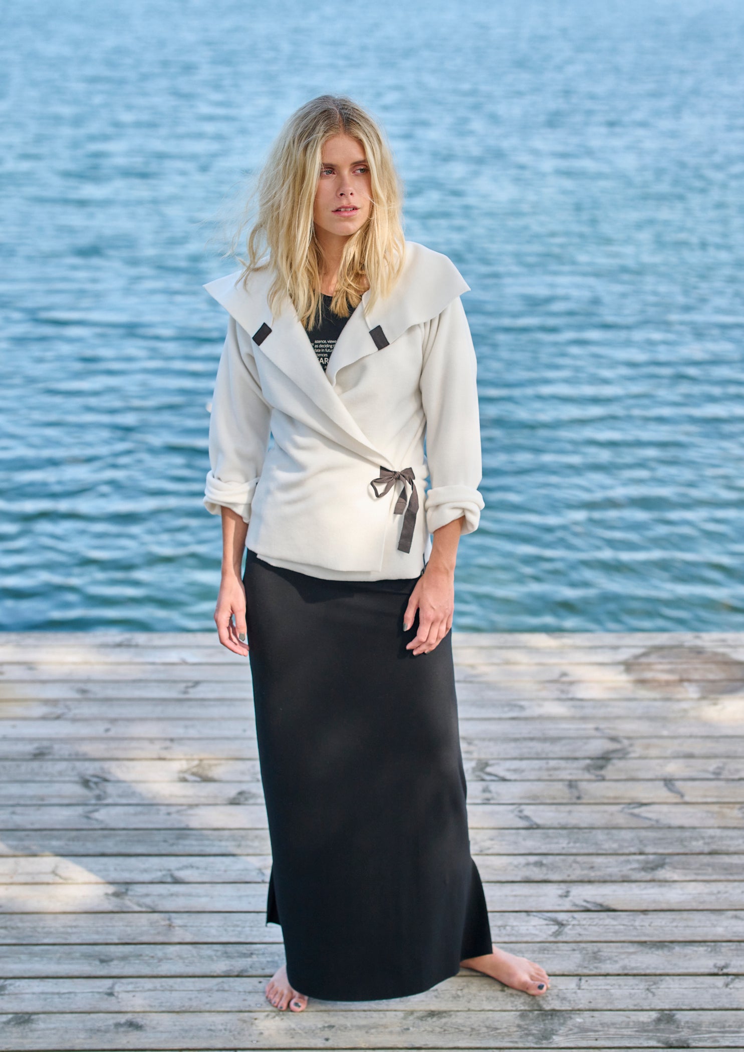 HENRIETTE STEFFENSEN COPENHAGEN FLEECE WRAP CARDIGAN - 7146 CARDIGANS OFF WHITE 802