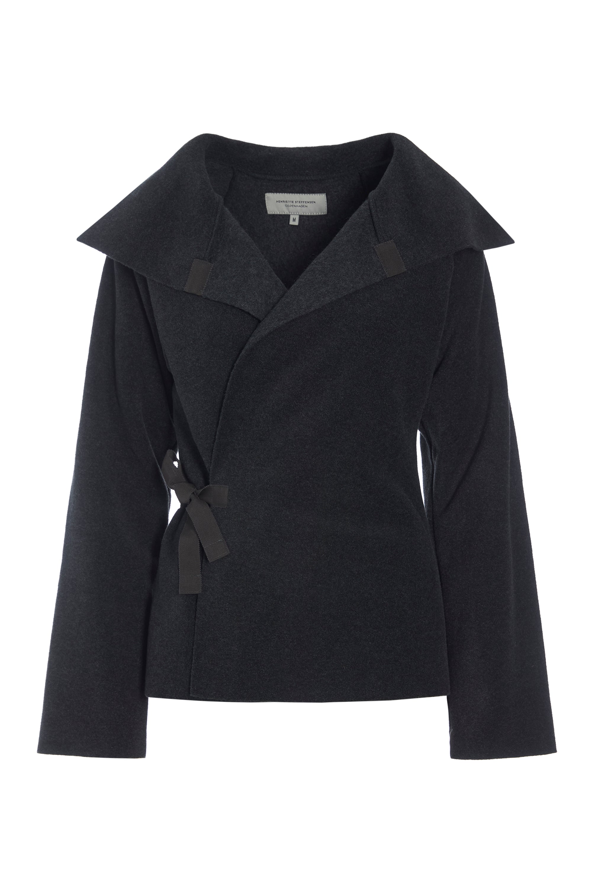 HENRIETTE STEFFENSEN COPENHAGEN FLEECE WRAP CARDIGAN - 7146 CARDIGANS SOFT BLACK 914