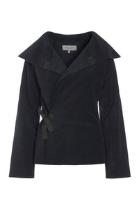FLEECE WRAP CARDIGAN - 7146 - SOFT BLACK