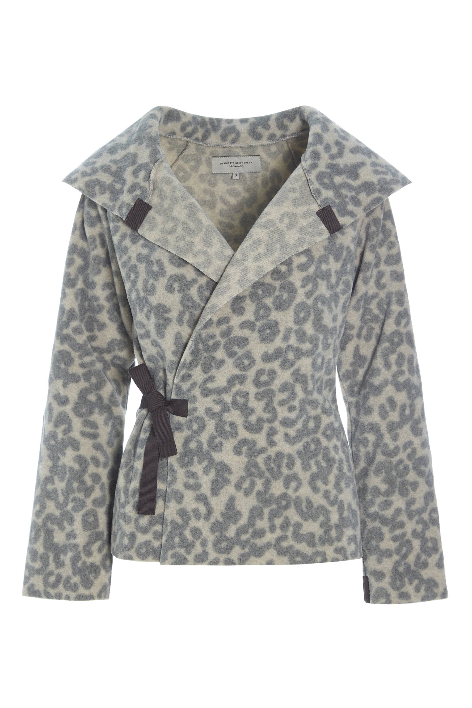 HENRIETTE STEFFENSEN COPENHAGEN FLEECE WRAP CARDIGAN - 7146 CARDIGANS LEOPARD grey 105