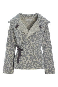 FLEECE WRAP CARDIGAN - 7146 - LEOPARD grey