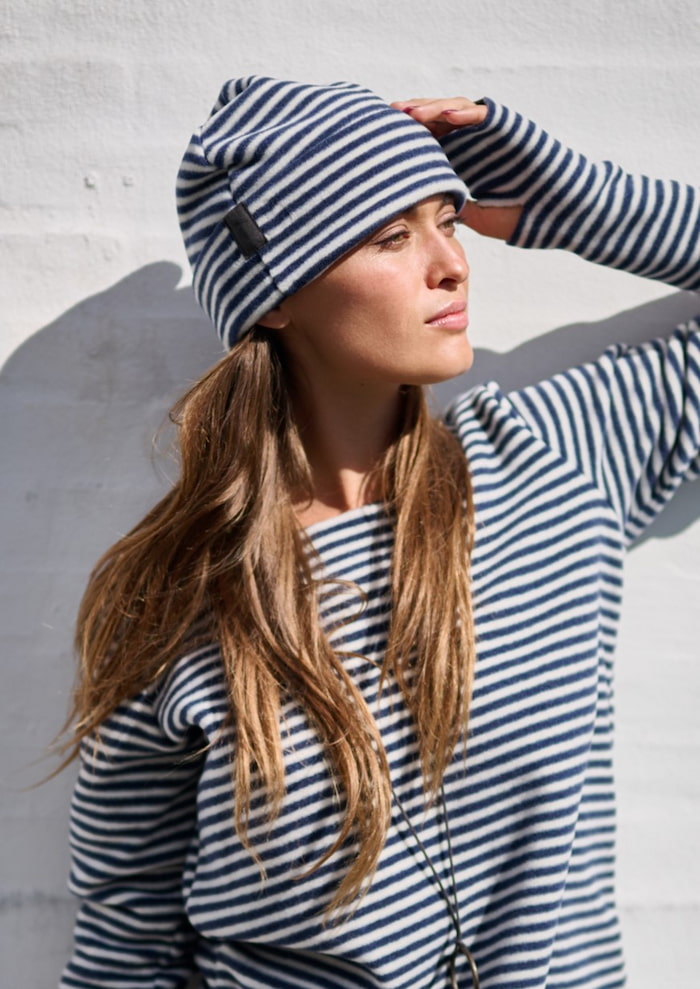 HENRIETTE STEFFENSEN COPENHAGEN HAT BEANIE - 4071 HATS STRIPES DENIM & KIT 667