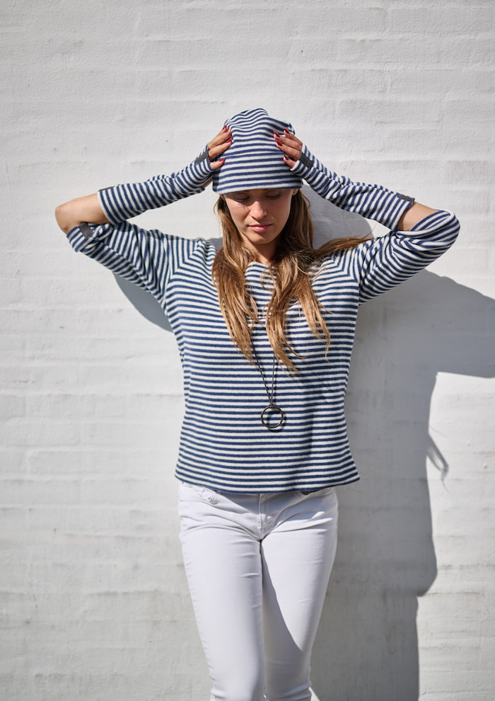 HENRIETTE STEFFENSEN COPENHAGEN HAT BEANIE - 4071 HATS STRIPES DENIM & KIT 667