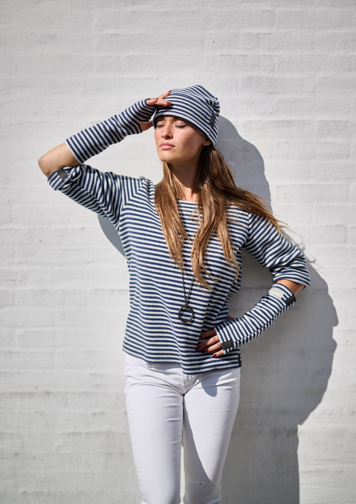 HENRIETTE STEFFENSEN COPENHAGEN HAT BEANIE - 4071 HATS STRIPES DENIM & KIT 667