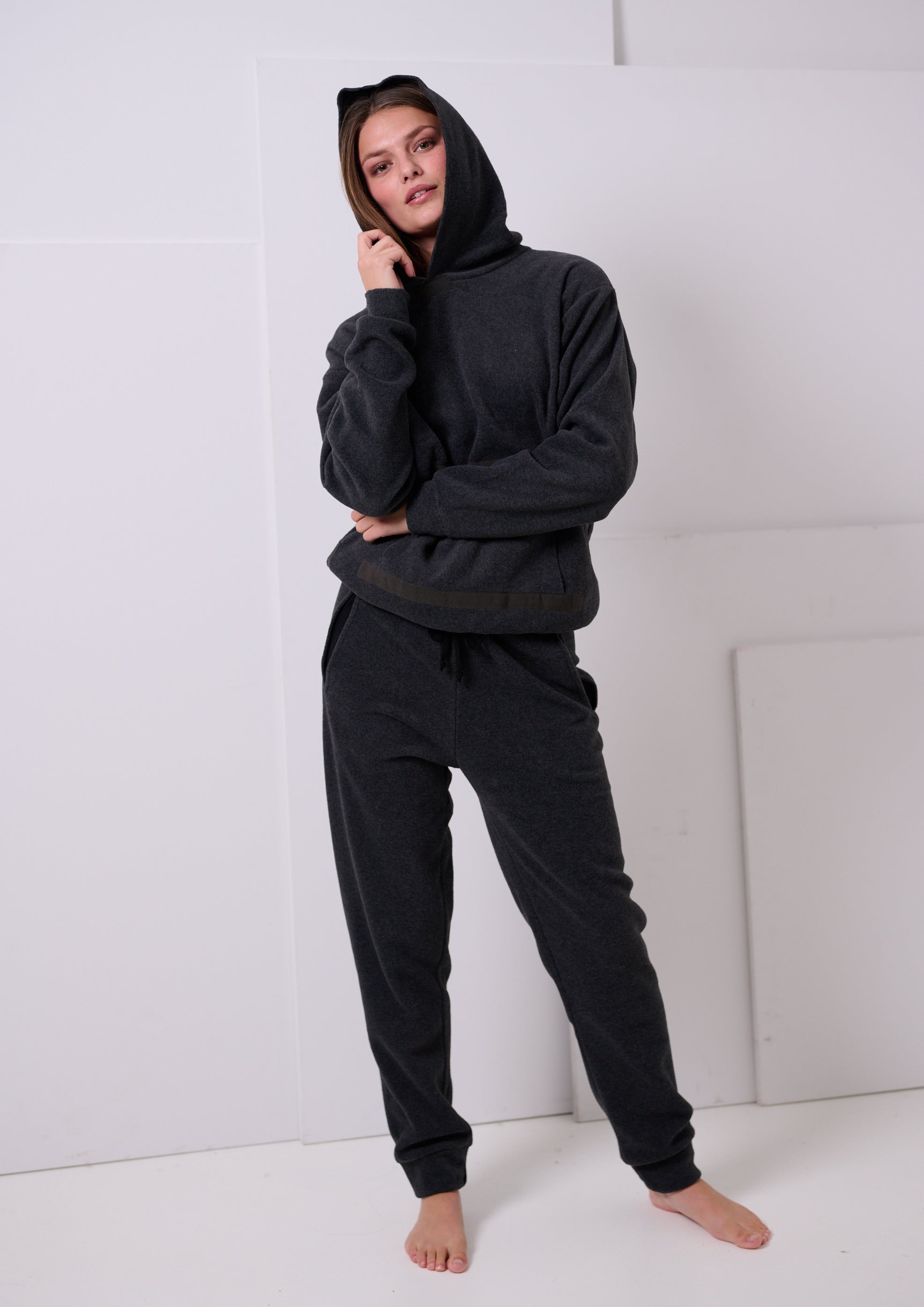 HENRIETTE STEFFENSEN COPENHAGEN HOODIE - 1344 SWEATERS fleece SOFT BLACK 914