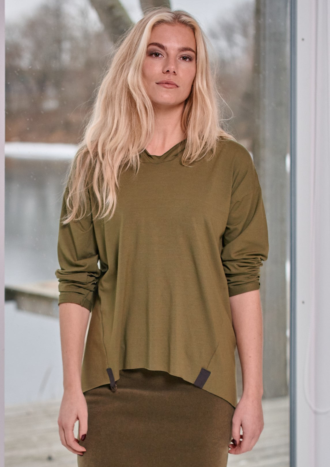 HENRIETTE STEFFENSEN COPENHAGEN HOODIE BLOUSE - 96067 HOODIES MOSS 611