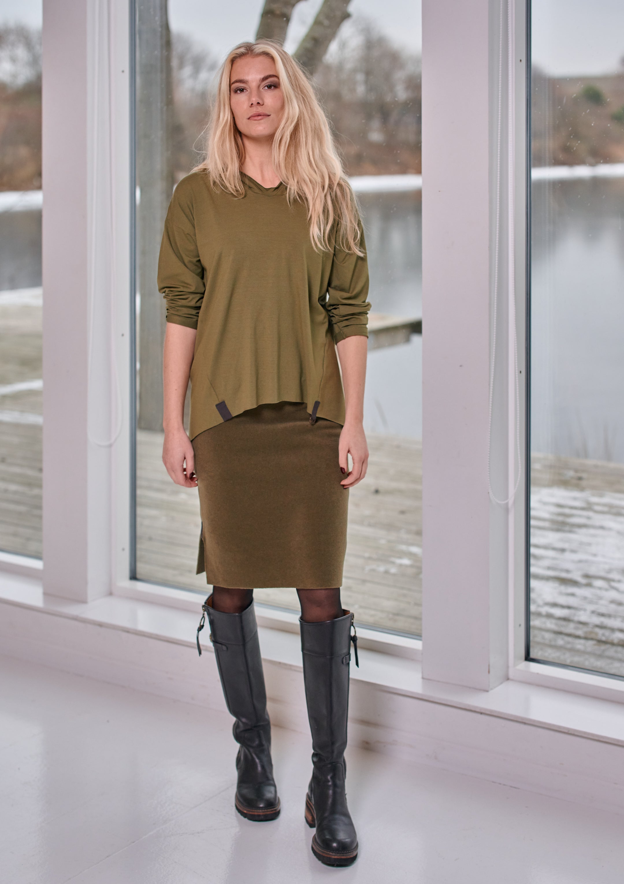 HENRIETTE STEFFENSEN COPENHAGEN HOODIE BLOUSE - 96067 HOODIES MOSS 611