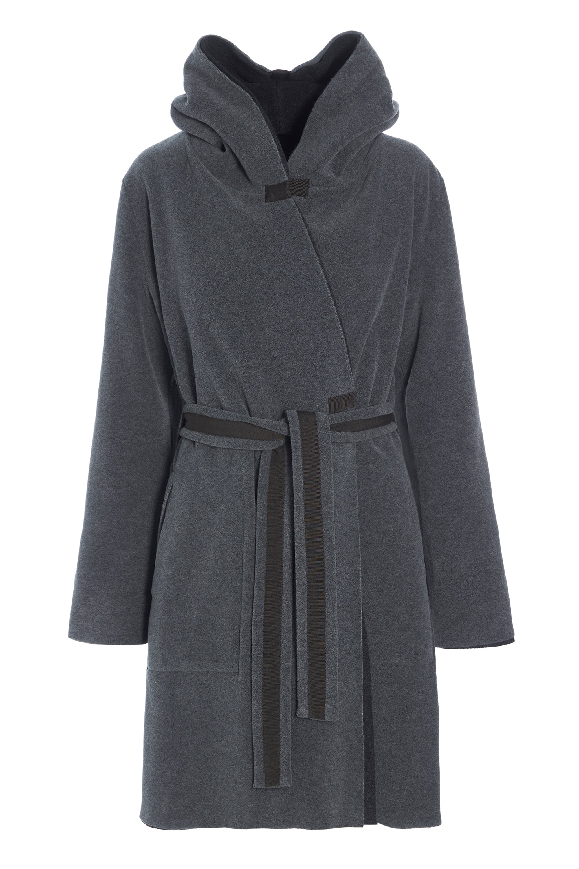 HENRIETTE STEFFENSEN COPENHAGEN HOODIE COAT REVERSIBLE - 7132 COATS GREY/SOFT BLACK 647