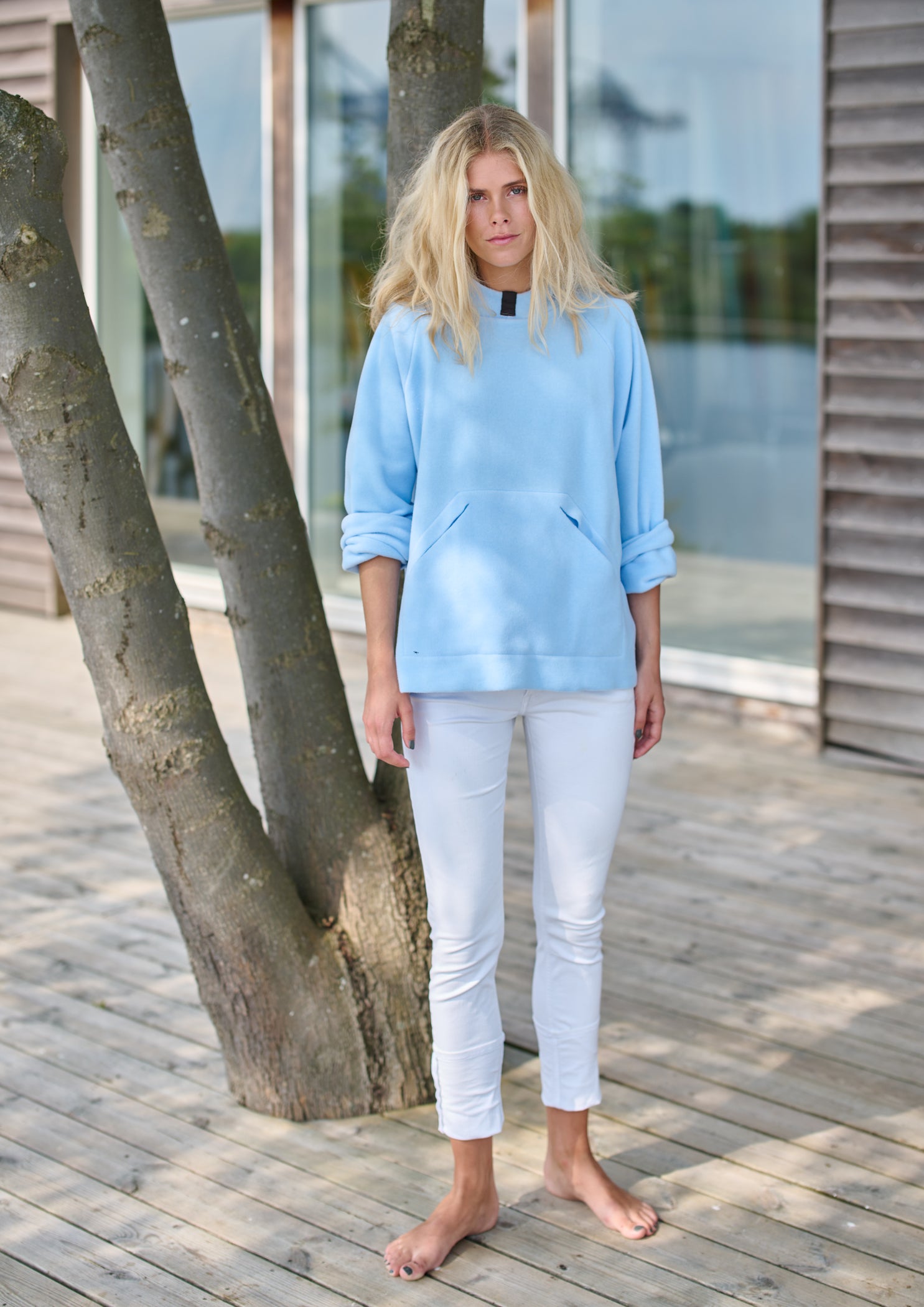 HENRIETTE STEFFENSEN COPENHAGEN HOODIE WITH POCKETS - 1298 SWEATERS fleece BABY BLUE 671