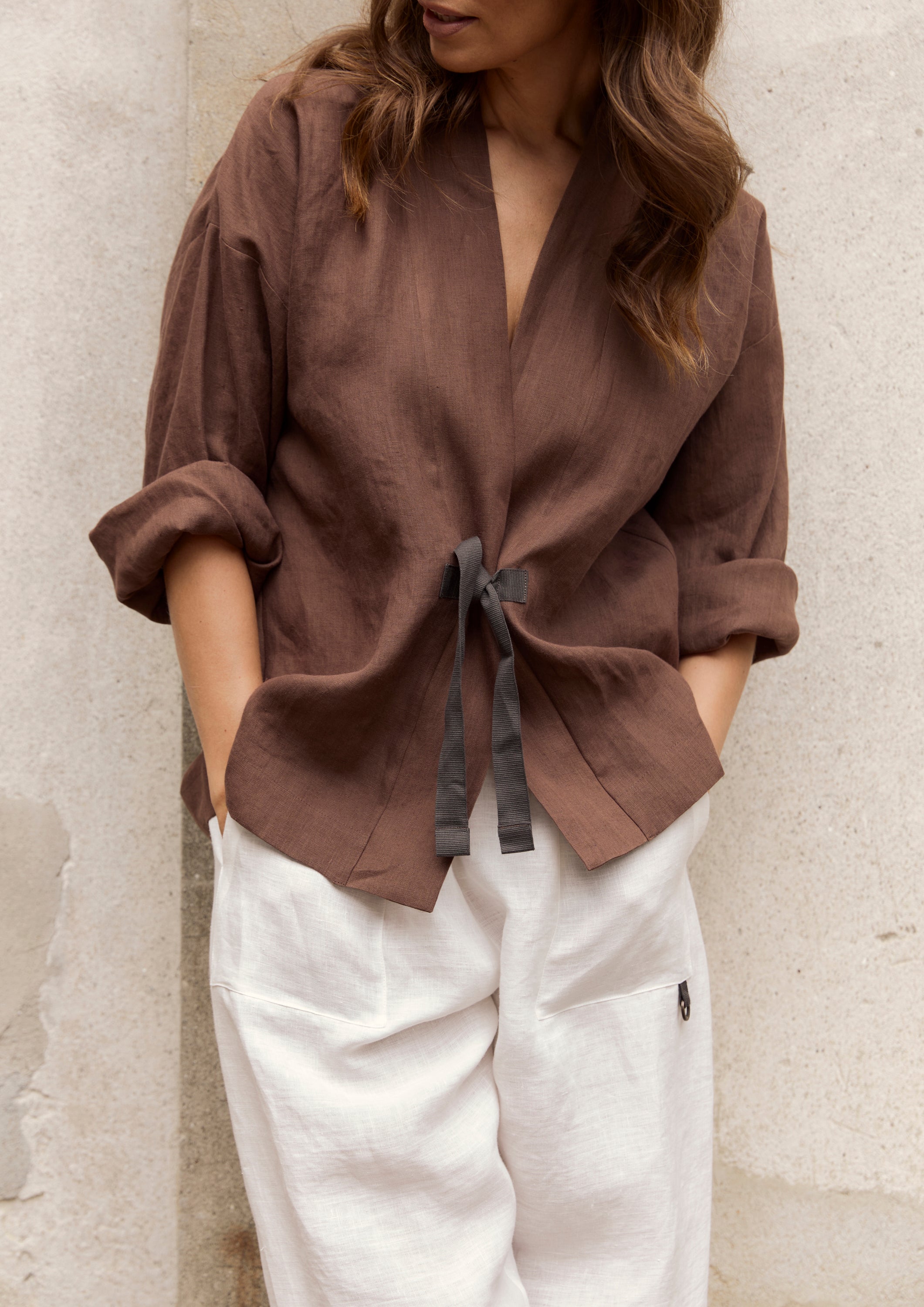 HENRIETTE STEFFENSEN COPENHAGEN KIMONO JACKET - 87000 CARDIGANS CHOCOLATE 844