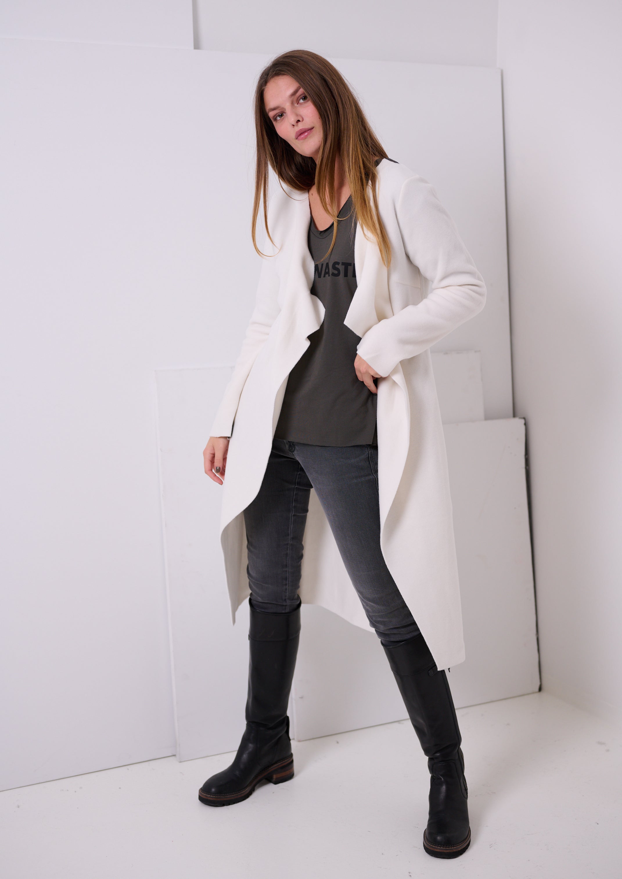 HENRIETTE STEFFENSEN COPENHAGEN LONG CARDIGAN - 7114 CARDIGANS OFF WHITE 802