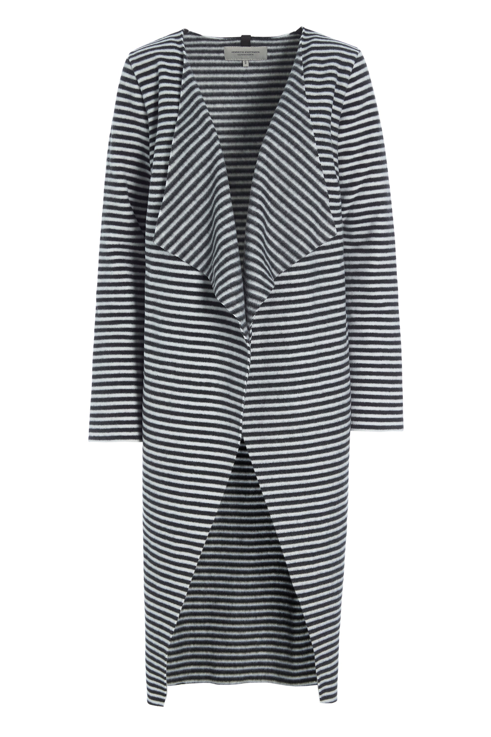 HENRIETTE STEFFENSEN COPENHAGEN LONG CARDIGAN - 7114 CARDIGANS STRIPES B&W 673