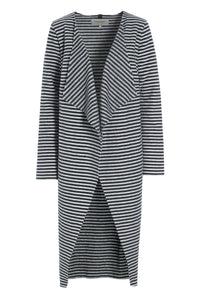 LONG CARDIGAN - 7114 - STRIPES B&W