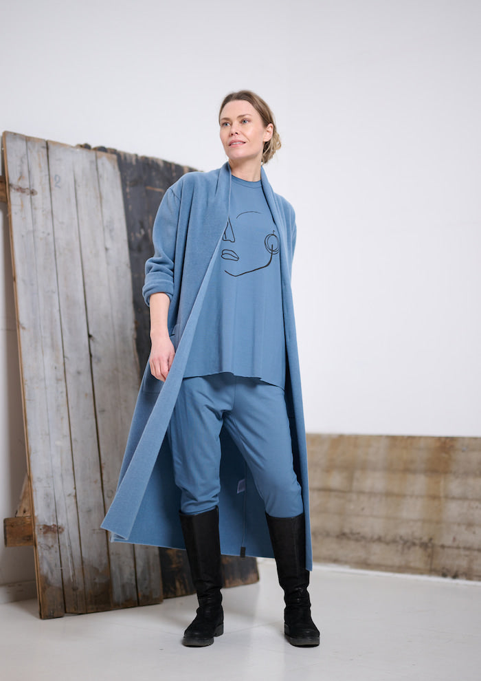 HENRIETTE STEFFENSEN COPENHAGEN LONG CARDIGAN - 7162 CARDIGANS DUSTY BLUE 794