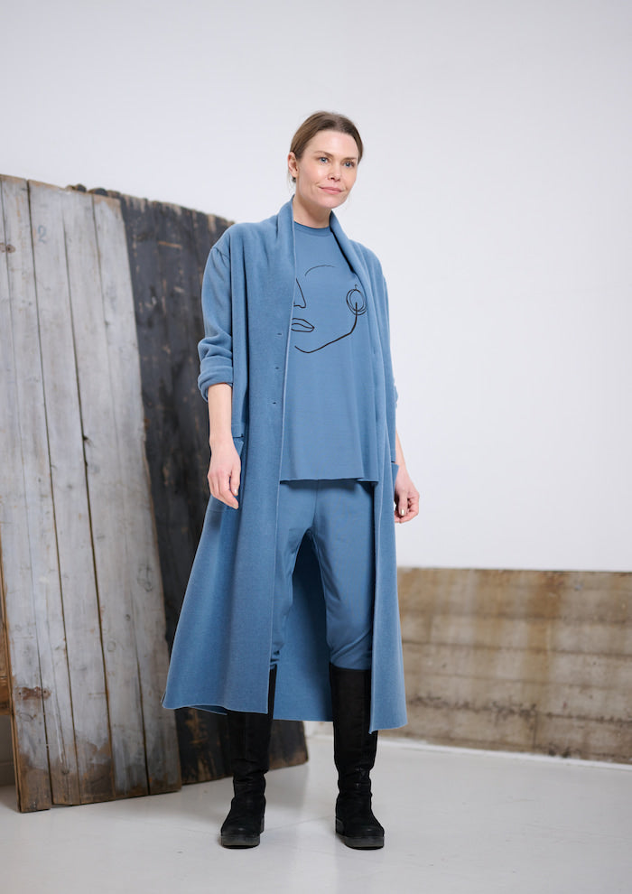 HENRIETTE STEFFENSEN COPENHAGEN LONG CARDIGAN - 7162 CARDIGANS DUSTY BLUE 794