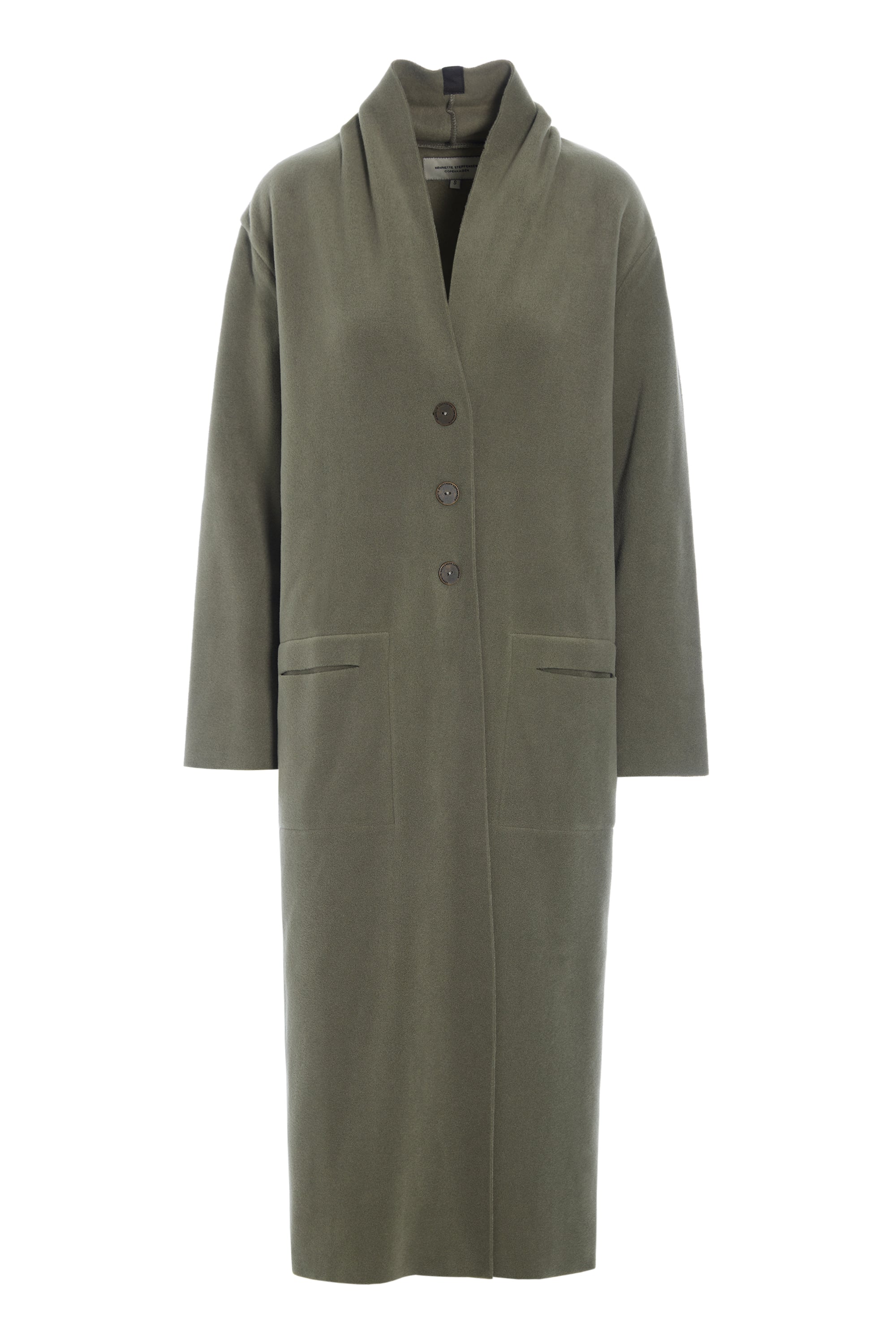 HENRIETTE STEFFENSEN COPENHAGEN LONG CARDIGAN - 7162 CARDIGANS DUSTY GREEN 609